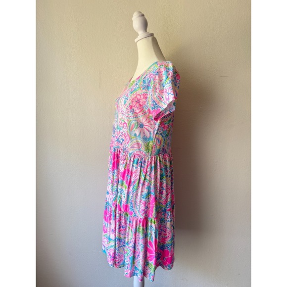 Lilly Pulitzer Tropical Paisley Floral Print Tiered Mini Dress S Resort Summer - Picture 2 of 11